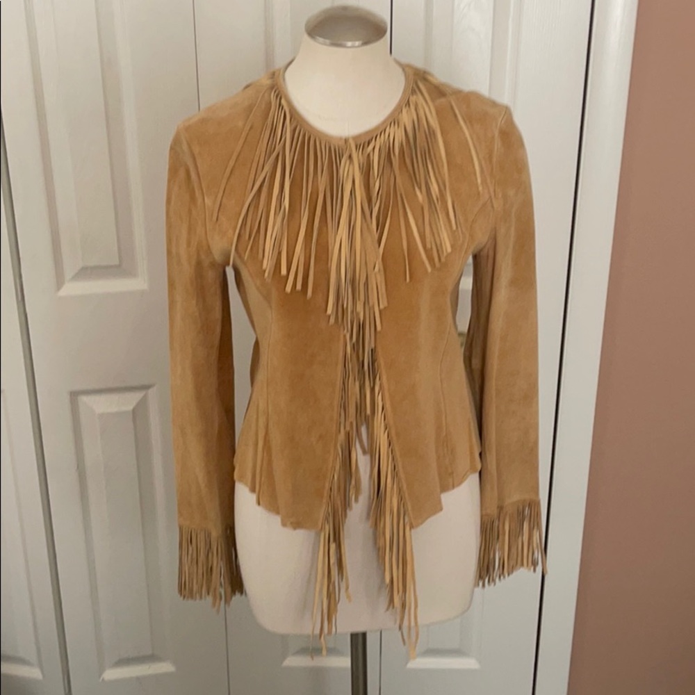 Tan Suade Fringe Jacket
